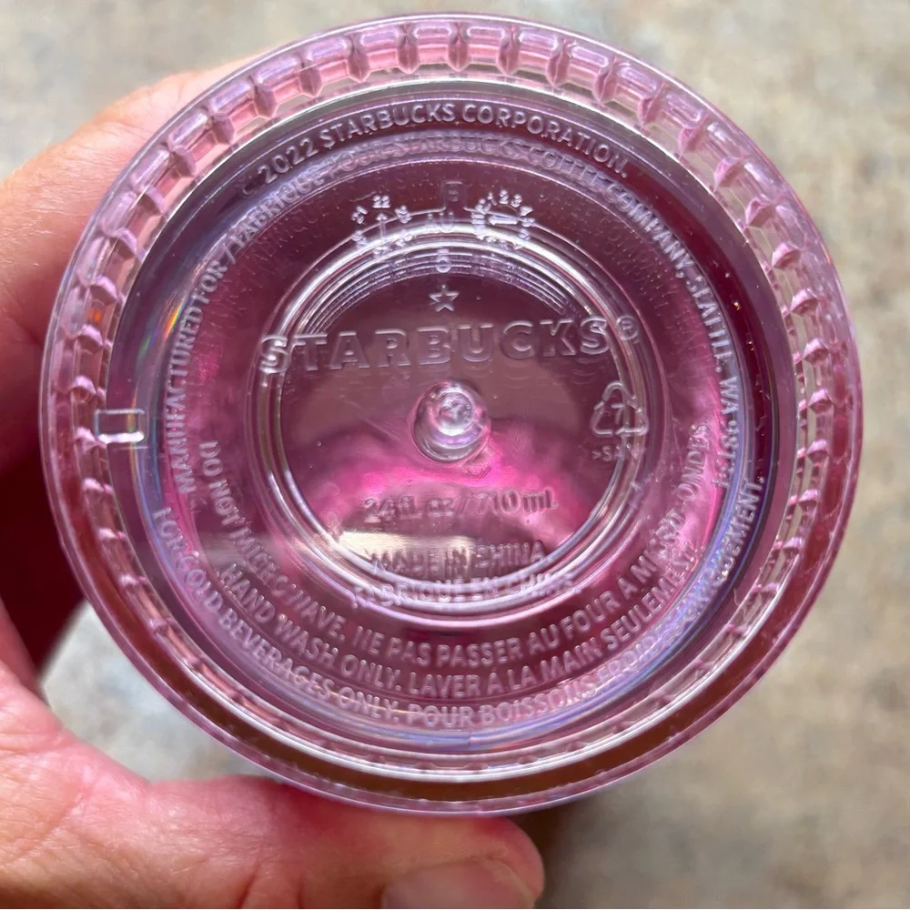 Starbucks 2022 Iridescent Pink Silver Bubblegum Grid Cold Cup Tumbler Venti 24oz